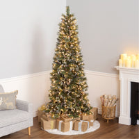 7.5 ft. Pre-Lit Glittery Bristle Slim Tree with Clear Lights - National Tree Company