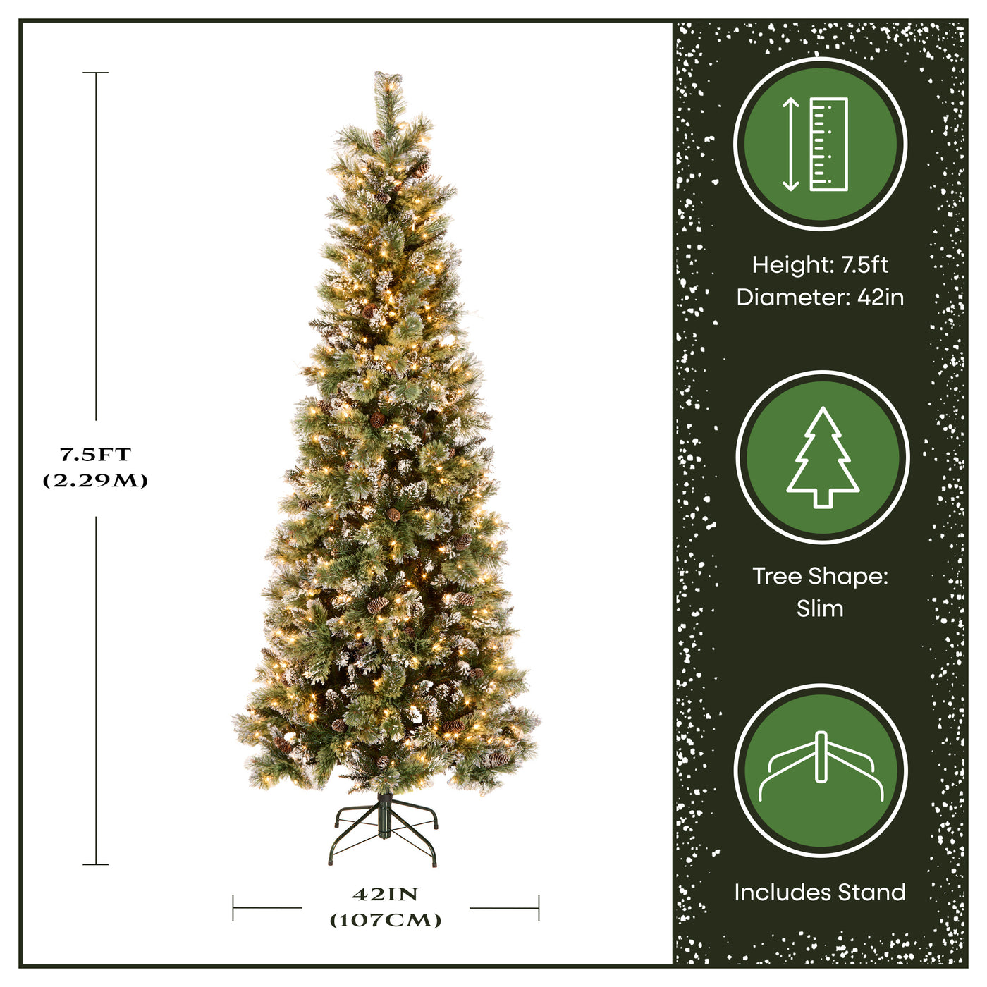 7.5 ft. Pre-Lit Glittery Bristle Slim Tree with Clear Lights - National Tree Company