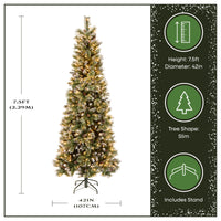 7.5 ft. Pre-Lit Glittery Bristle Slim Tree with Clear Lights - National Tree Company