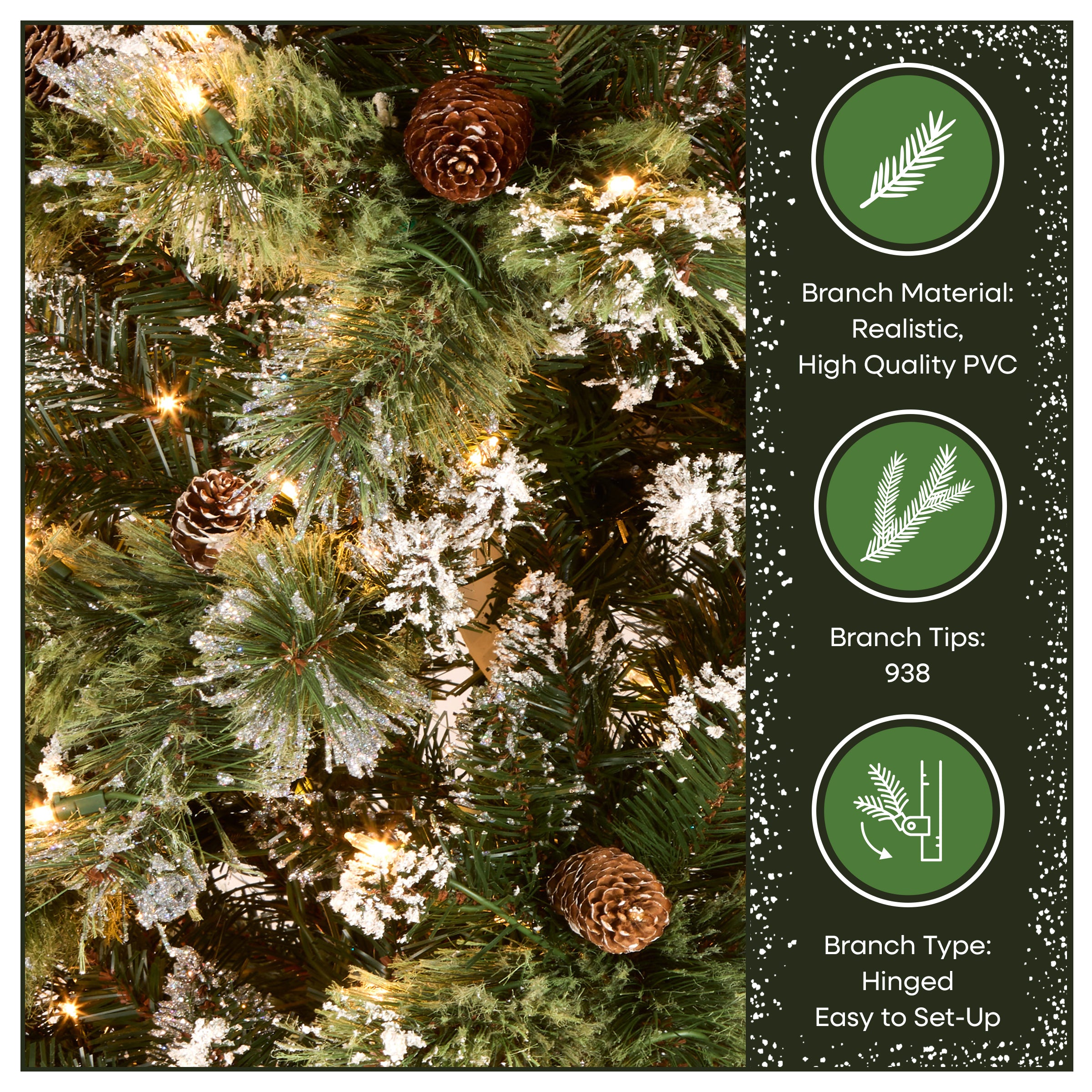 7.5 ft. Pre-Lit Glittery Bristle Slim Tree with Clear Lights, Plug