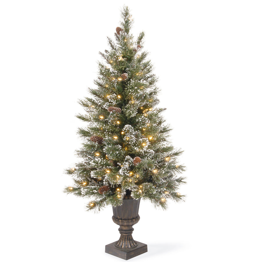 4 ft. Pre-Lit Glittery Bristle Entrance Tree with Clear Lights, Plug-In - National Tree Company