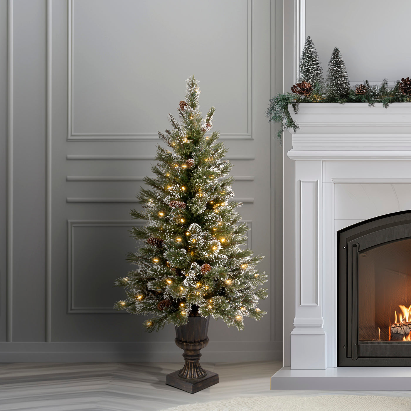 4 ft. Pre-Lit Glittery Bristle Tree with Clear Lights - National Tree Company
