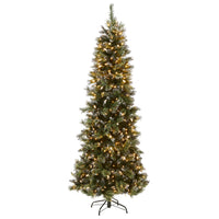 7.5 ft. Pre-Lit Glittery Bristle Slim Tree with LED Lights - National Tree Company