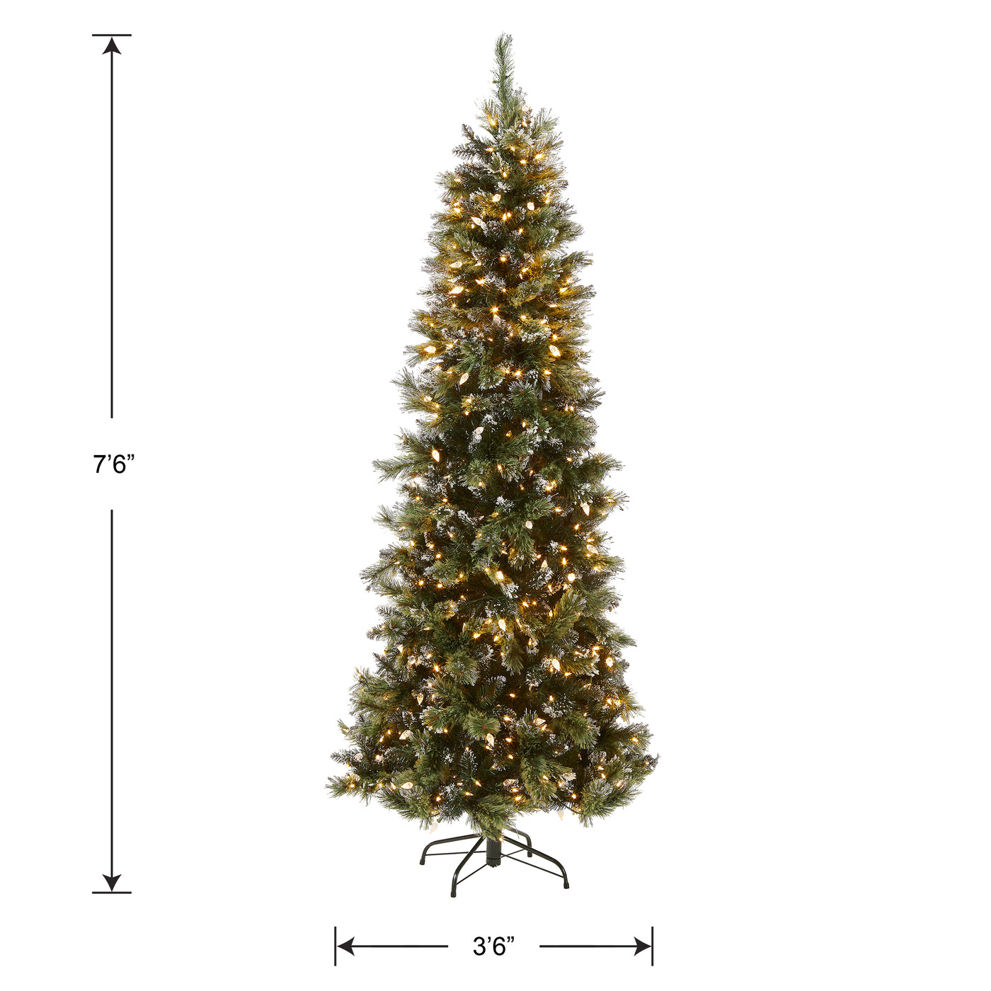 7.5 ft. Pre-Lit Glittery Bristle Slim Tree with LED Lights - National Tree Company