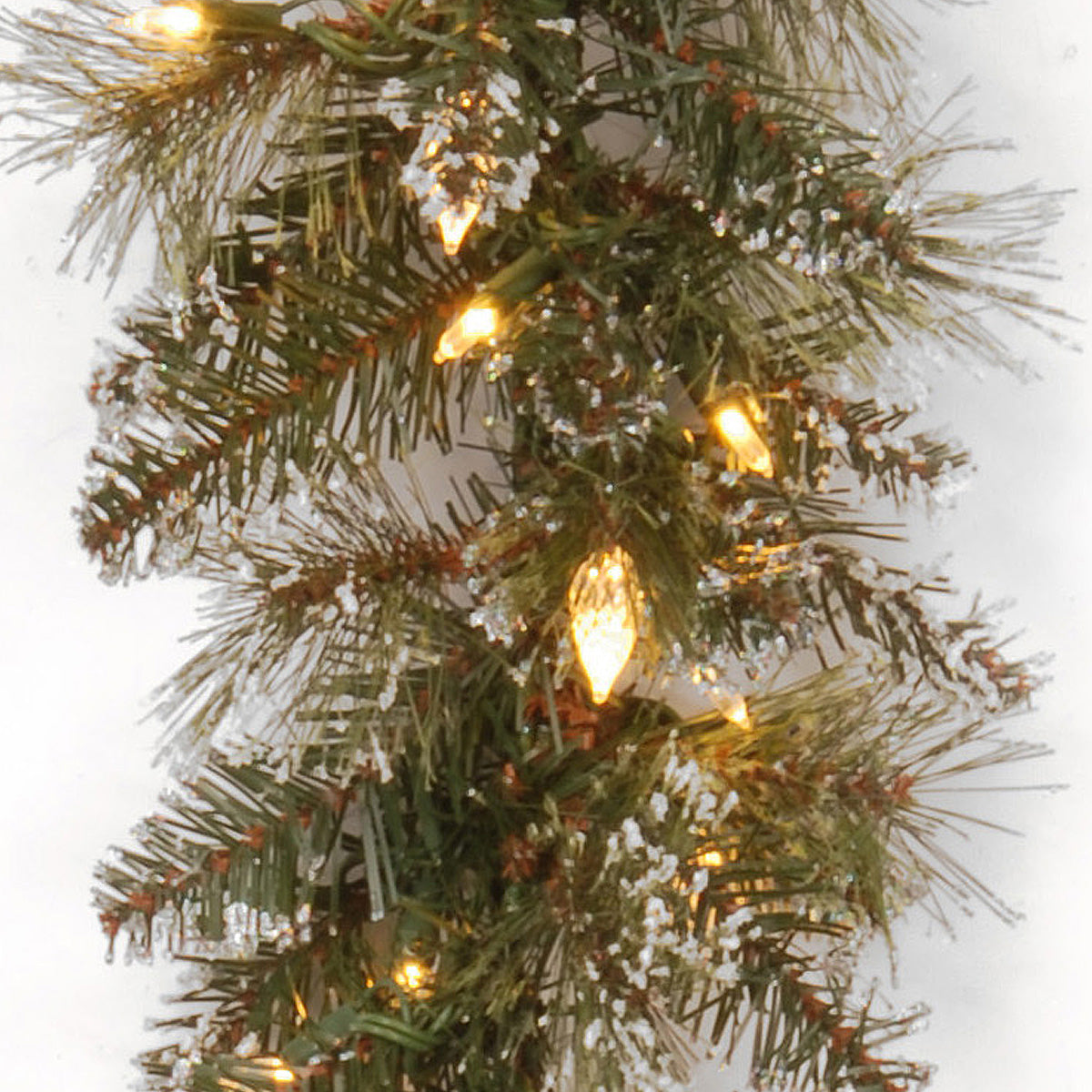 9 ft. Pre-Lit Glittery Bristle Pine Garland with Warm White LED Lights, Plug-In - National Tree Company