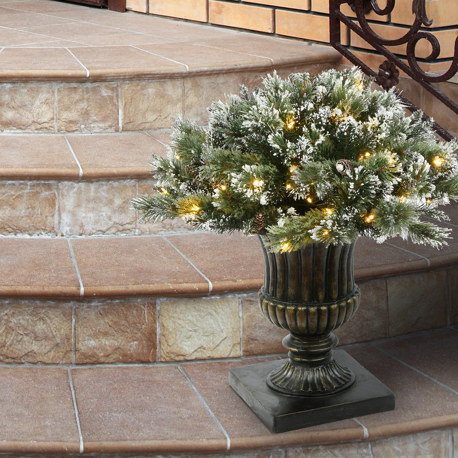 36 in. Pre-Lit Glittery Bristle Pine Urn Filler with LED Lights