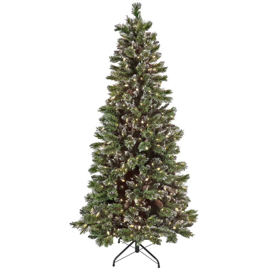 7.5 ft. Pre-Lit Glittery Bristle Pine Medium Tree with PowerConnect Warm White LED Lights - National Tree Company