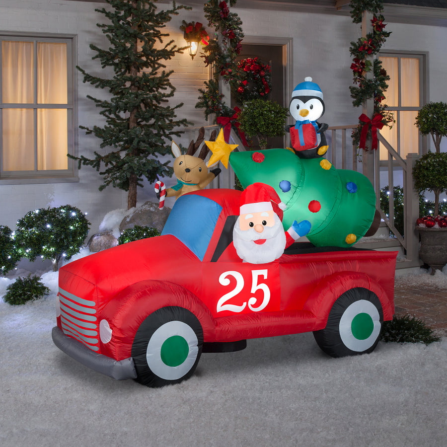 8 ft. Inflatable Santa in Vintage Pickup Truck with LED Lights