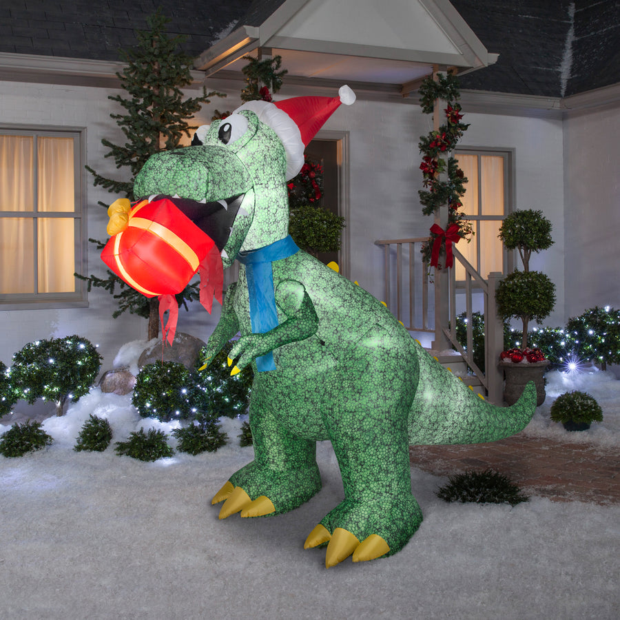 9.5 ft. Inflatable Tyrannosaurus Rex with Gift and LED Lights