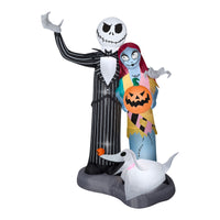 Halloween Inflatable Decoration, Black, Jack Skellington and Friends, Self Inflating, Plug In, 6 Feet - National Tree Company