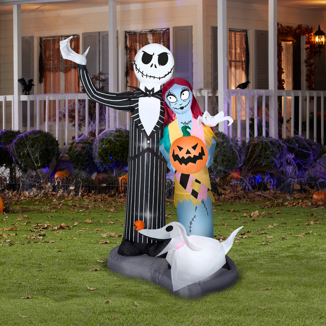 Halloween Inflatable Decoration, Black, Jack Skellington and Friends, Self Inflating, Plug In, 6 Feet