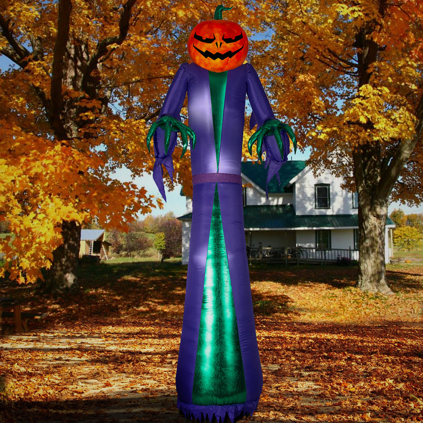 National Tree Company Pre-Lit Halloween Inflatable Giant Jack O' Lantern Sorcerer, LED lights, 12 Foot - National Tree Company