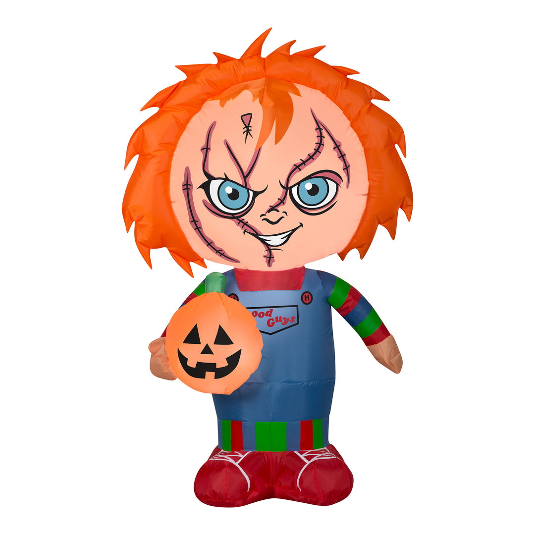 Halloween Inflatable Decoration, Orange, Chucky, Self Inflating, Plug In, 42 Inches
