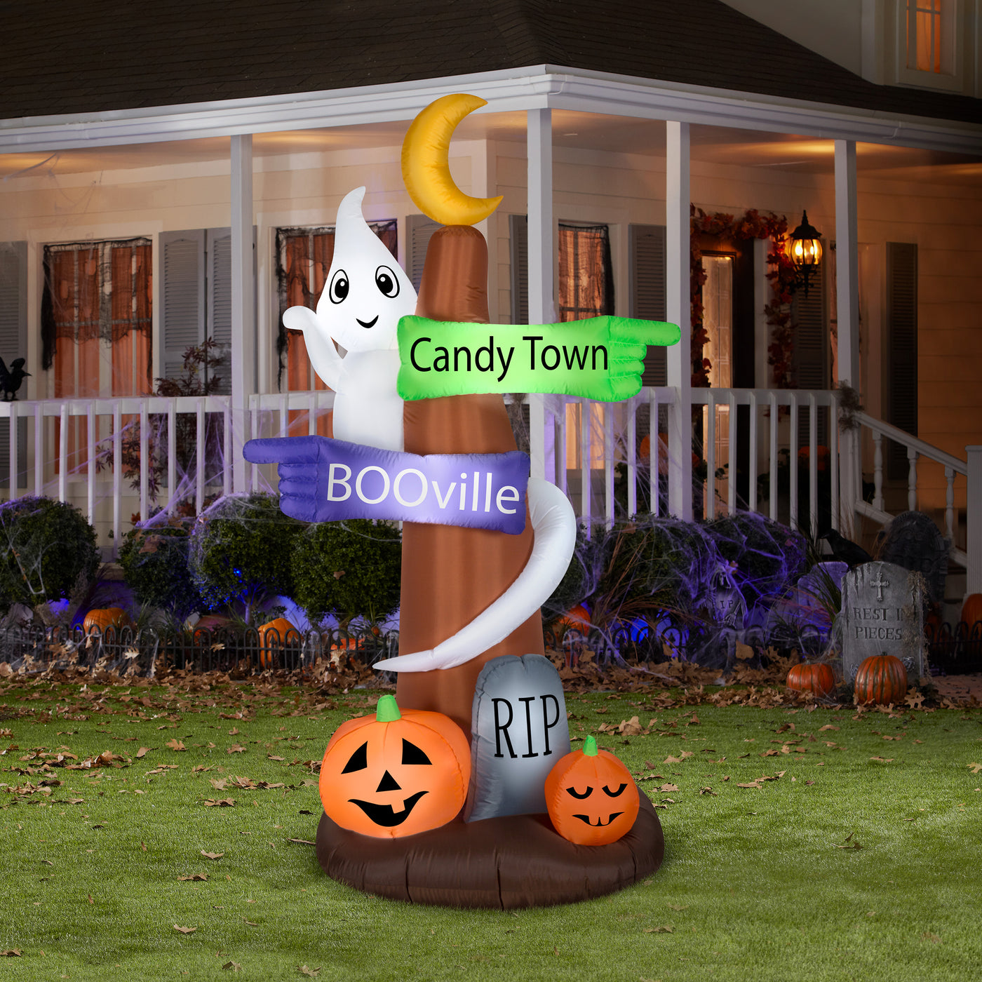 Halloween Inflatable Signpost and Ghost, 8 ft - National Tree Company