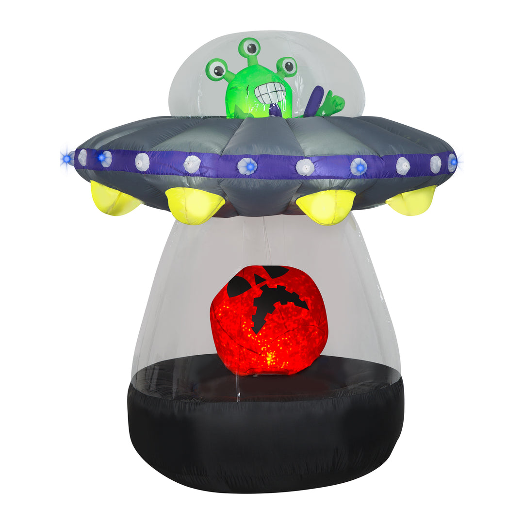 Halloween Inflatable Decoration, Multi, Animated Alien Spacecraft, LED Lights, Plug In, 6 Feet