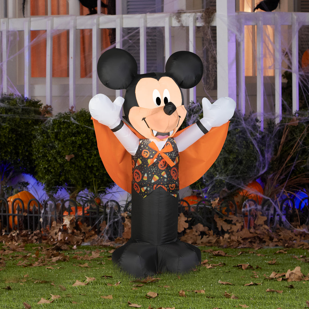 Inflatable Decoration, Black, Vampire Mickey Mouse, Self Inflating, Plug In, Halloween Collection, 42 Inches
