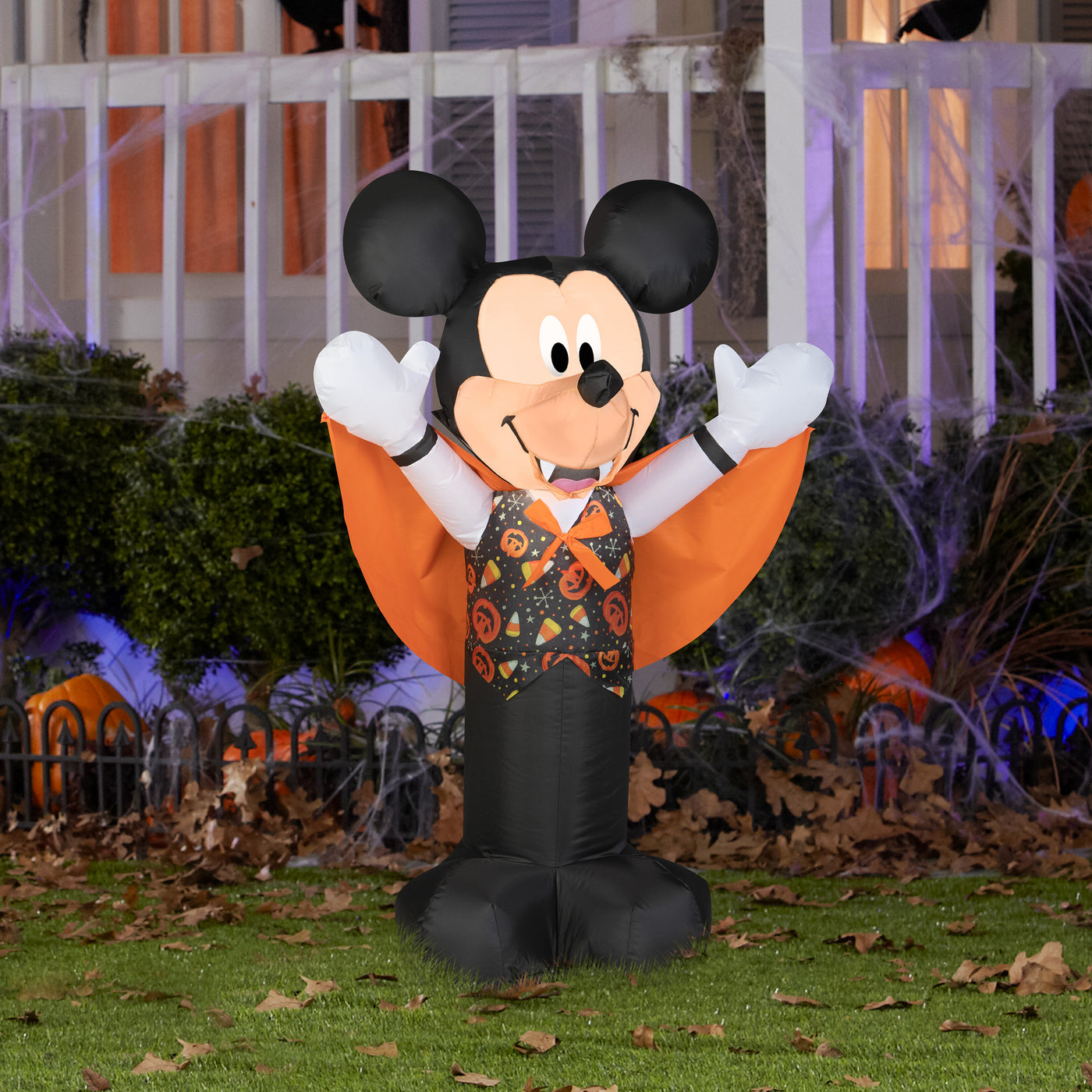 Inflatable Decoration, Black, Vampire Mickey Mouse, Self Inflating, Plug In, Halloween Collection, 42 Inches - National Tree Company