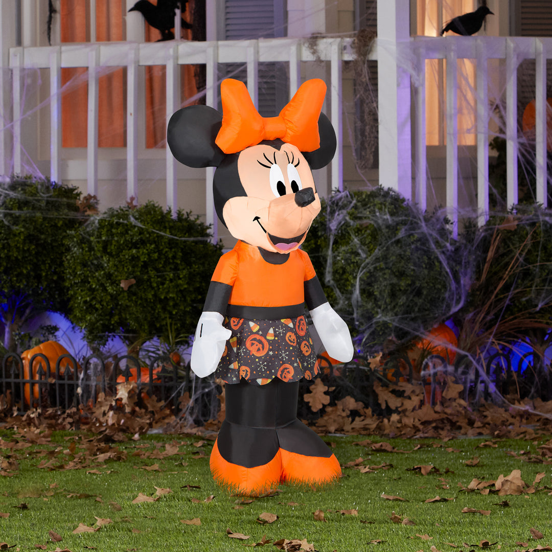 Inflatable Decoration, Orange, Halloween Minnie Mouse, Self Inflating, Plug In, Halloween Collection, 42 Inches