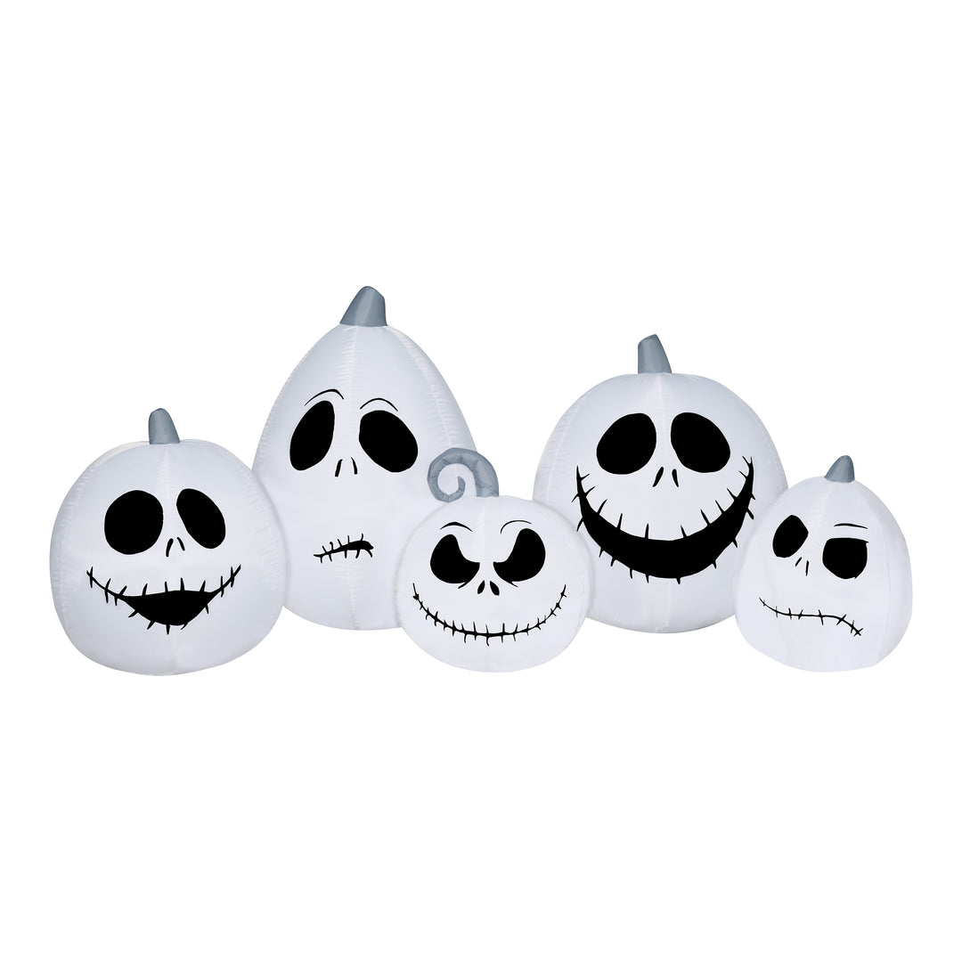 Inflatable Decoration, White, Jack Skellington Skulls, Self Inflating, Plug In, Halloween Collection, 90 Inches