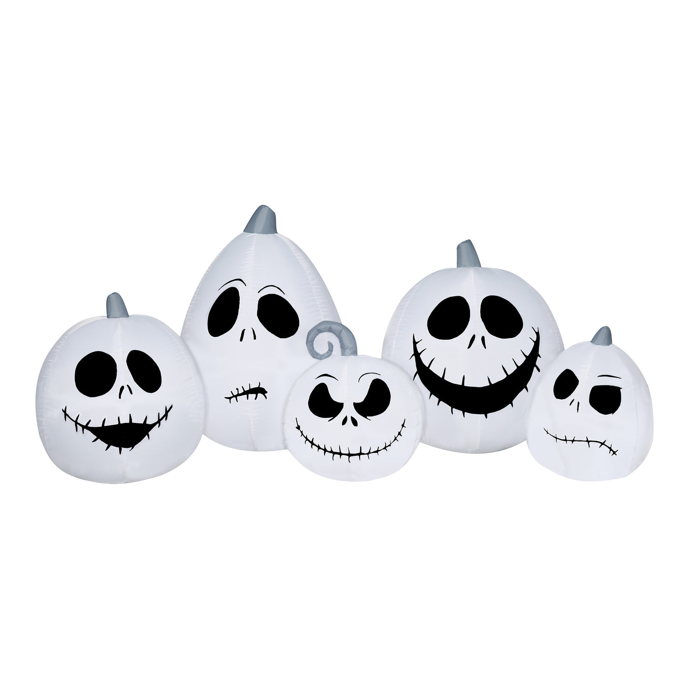 Inflatable Decoration, White, Jack Skellington Skulls, Self Inflating, Plug In, Halloween Collection, 90 Inches - National Tree Company