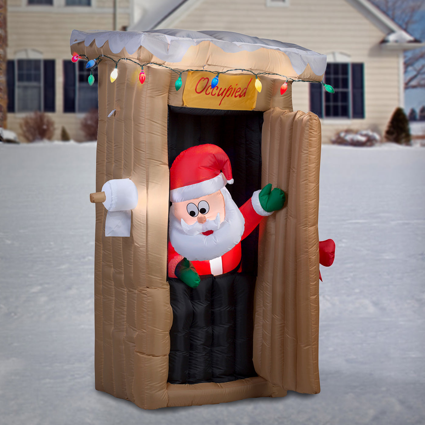 6 ft. Inflatable Santa in Outhouse - National Tree Company