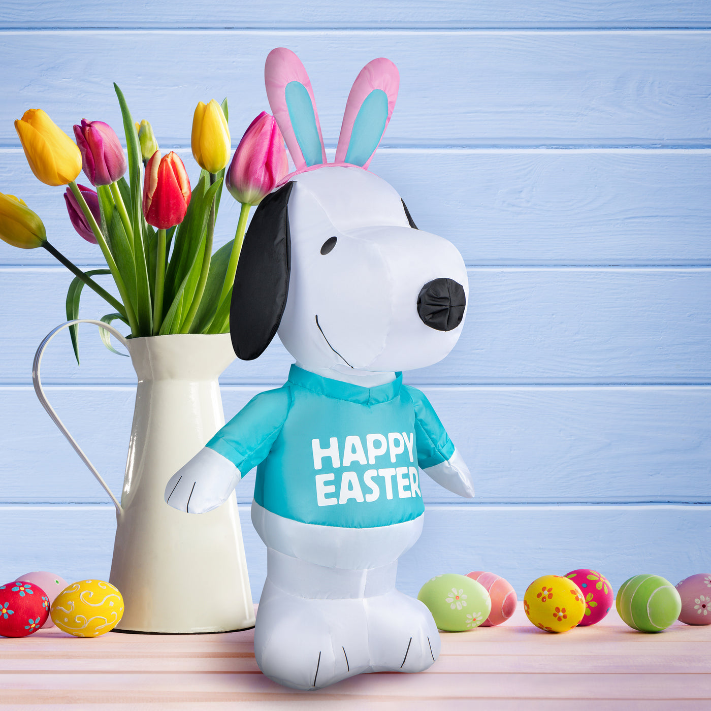 Inflatable Snoopy Decoration, Self Inflating, 4 AA Batteries Required, Easter Collection, 19 Inches - National Tree Company