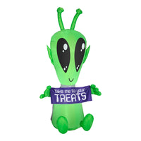 Inflatable Decoration, Multi, Alien with Sign, LED Lights, Plug In, Halloween Collection, 7 Feet - National Tree Company