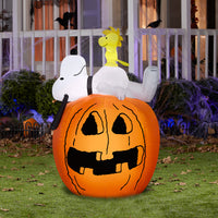 Halloween Inflatable Decoration, Orange, Snoopy and Woodstock, Self Inflating, Plug In, 54 Inches - National Tree Company