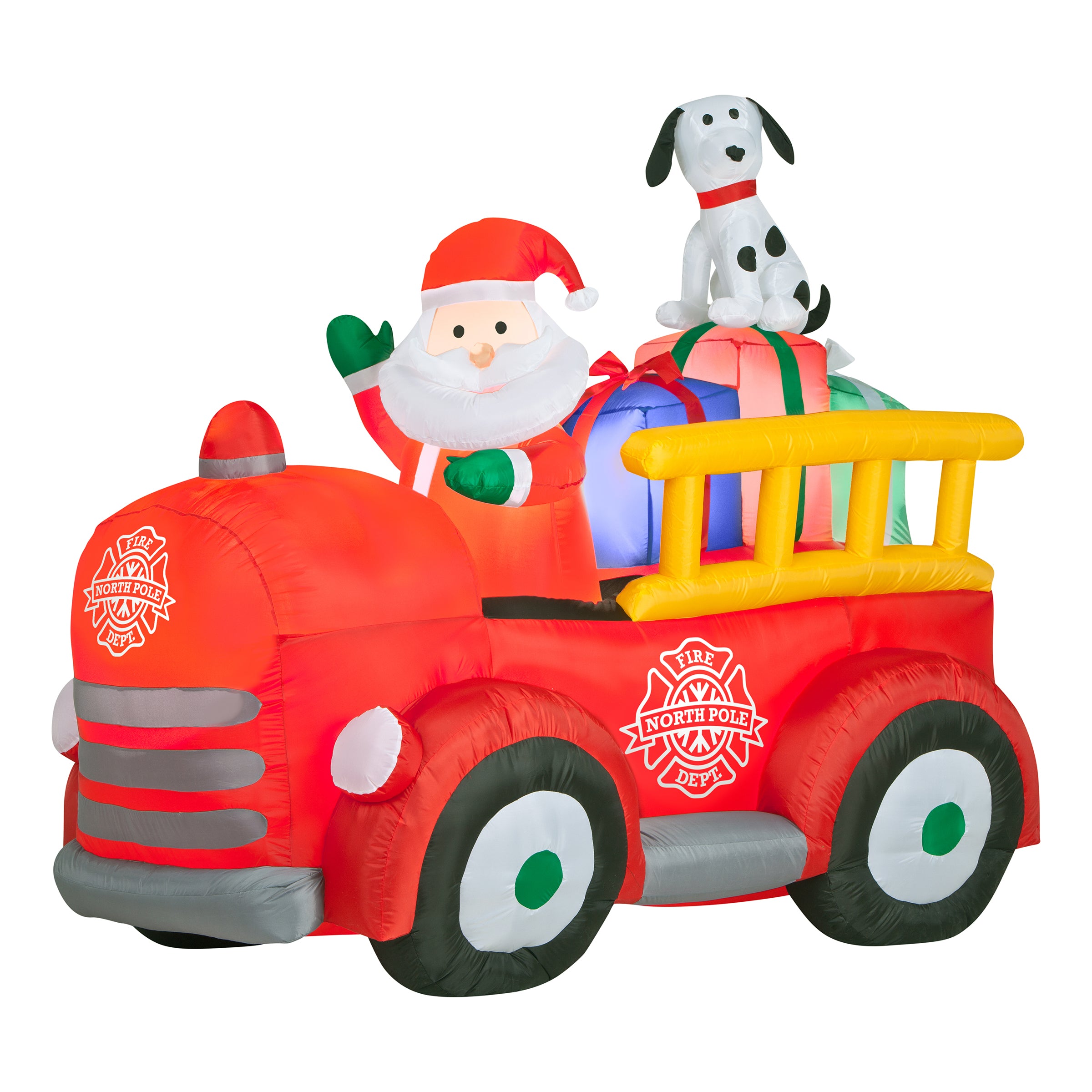 6ft SANTA IN NORTH POLE FIRE TRUCK CHRISTMAS cheapest INFLATABLE