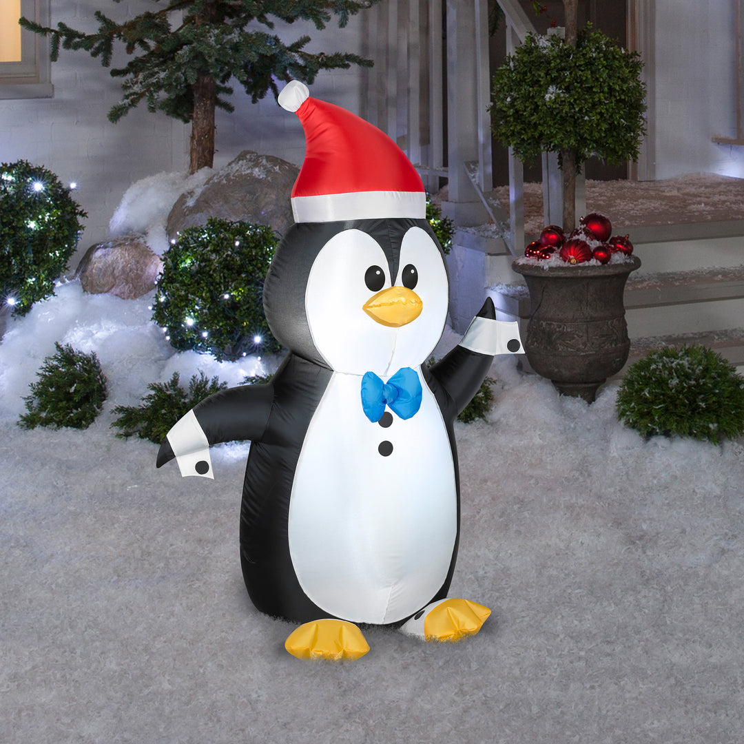 Inflatable Waving Penguin, LED Lights, Plug In, Christmas Collection, 4 Feet