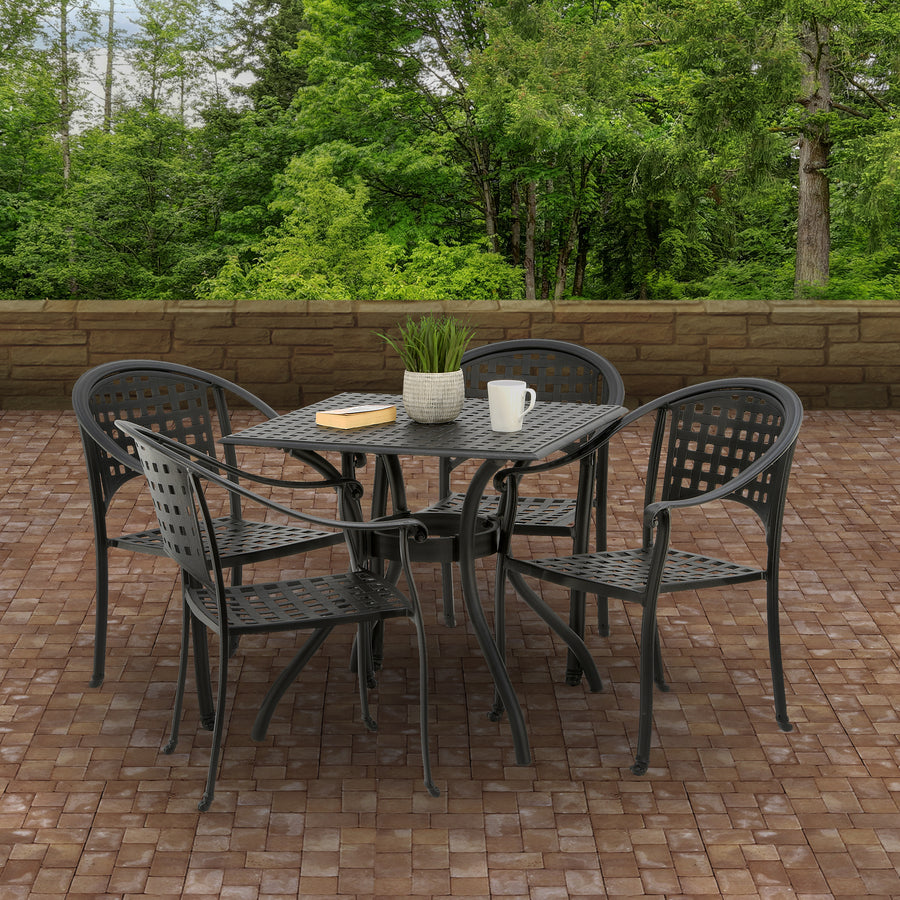 32x32x30 in. Bourton Small Space Cast Aluminum Straight Mesh All-Weather Dining Table, Seats 4, Bourton Collection
