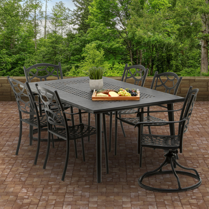 National Outdoor Living All Weather Dining TableRectangle, Black Finish, Cast Aluminum, Darby Collection, 72 Inches