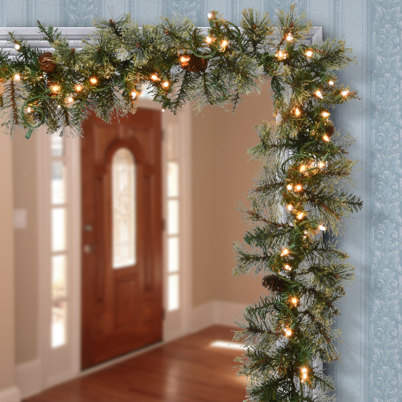 9 ft. Pre-Lit Golden Bristle Garland with Clear Lights - National Tree Company