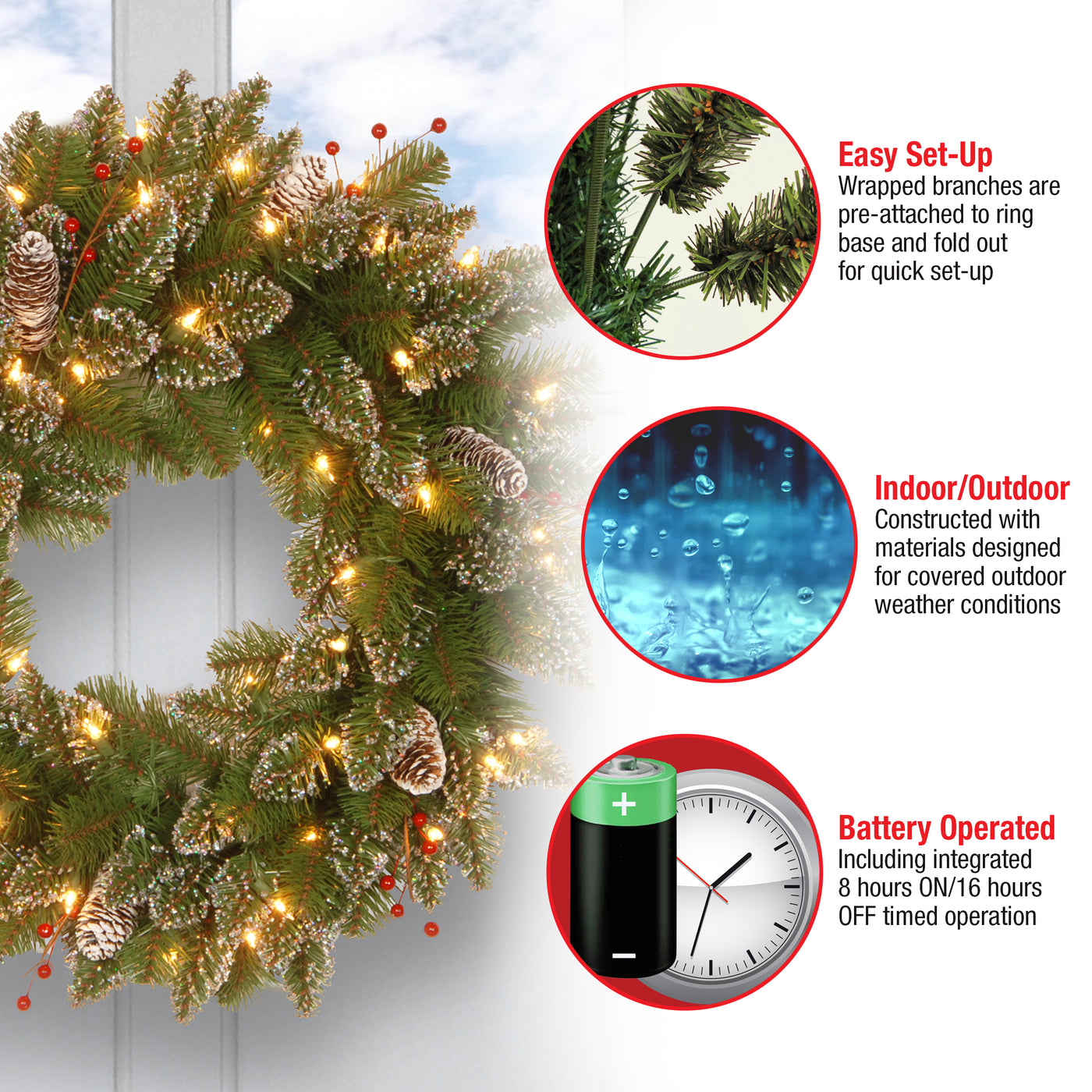 24 in. Pre-Lit Glittery Mountain Spruce with LED Lights - National Tree Company