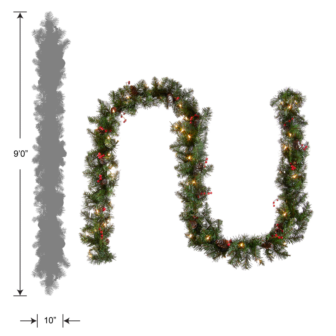 9 ft. Pre-Lit Glittery Mountain Spruce Garland with Clear Lights - National Tree Company