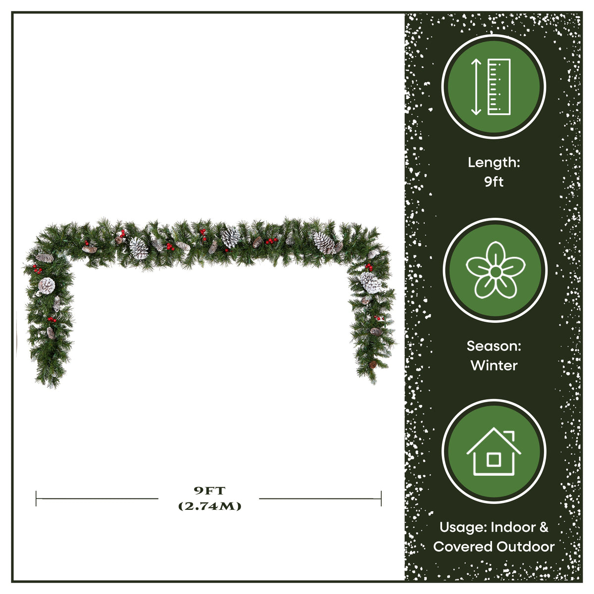 9 ft. Pre-Lit Glistening Pine Garland with Clear Lights, Plug-In - National Tree Company