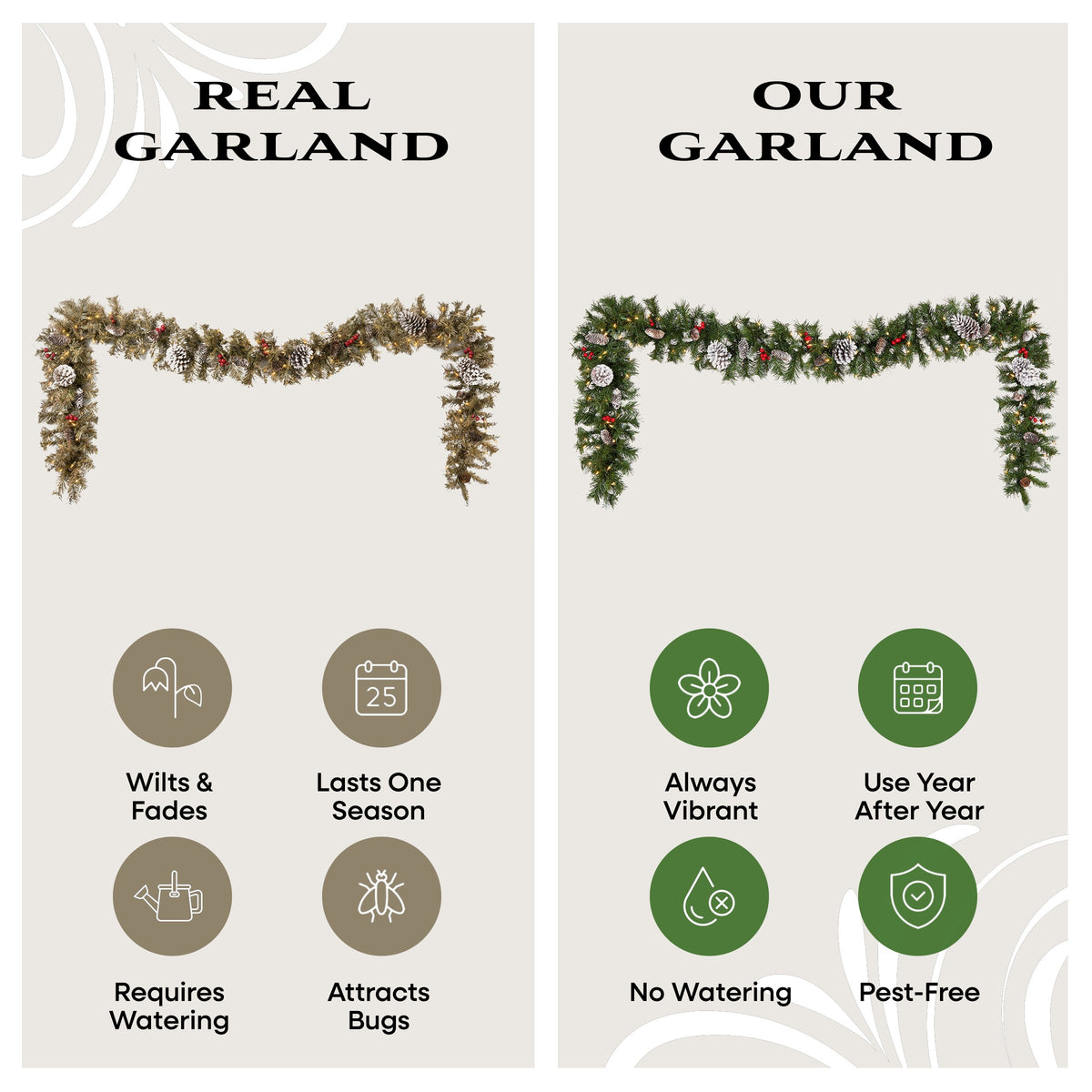 9 ft. Pre-Lit Glistening Pine Garland with Clear Lights, Plug-In - National Tree Company