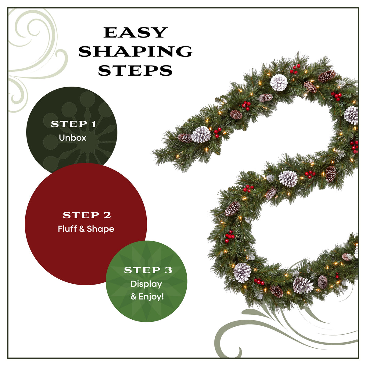 9 ft. Pre-Lit Glistening Pine Garland with Clear Lights, Plug-In - National Tree Company