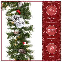 9 ft. Pre-Lit Glistening Pine Garland with Clear Lights, Plug-In - National Tree Company