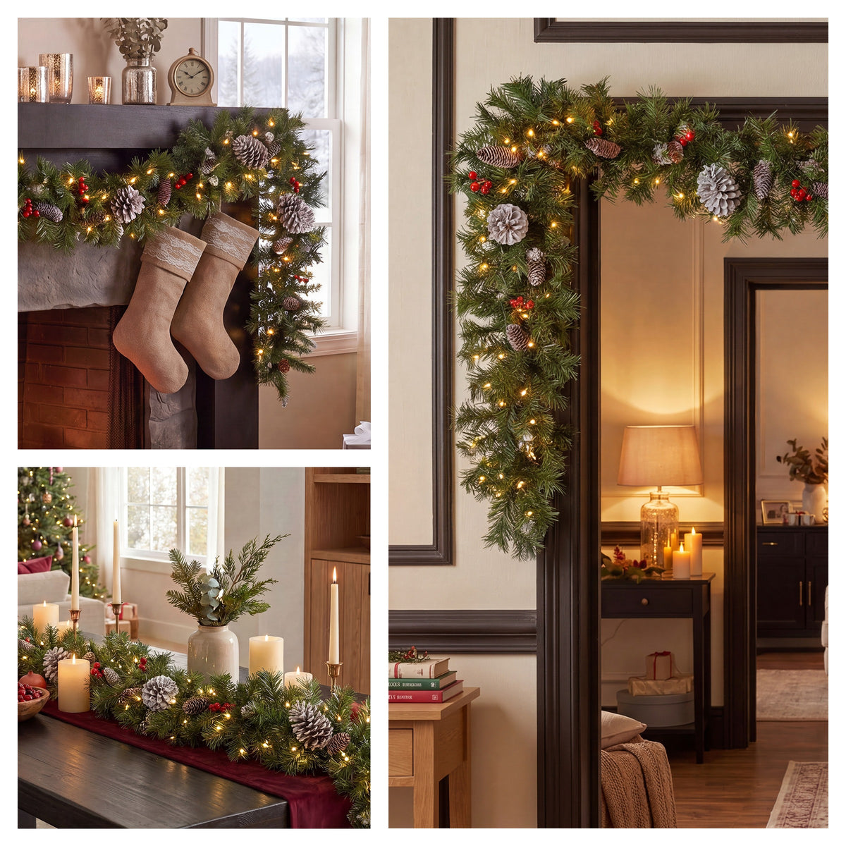 9 ft. Pre-Lit Glistening Pine Garland with Clear Lights, Plug-In - National Tree Company