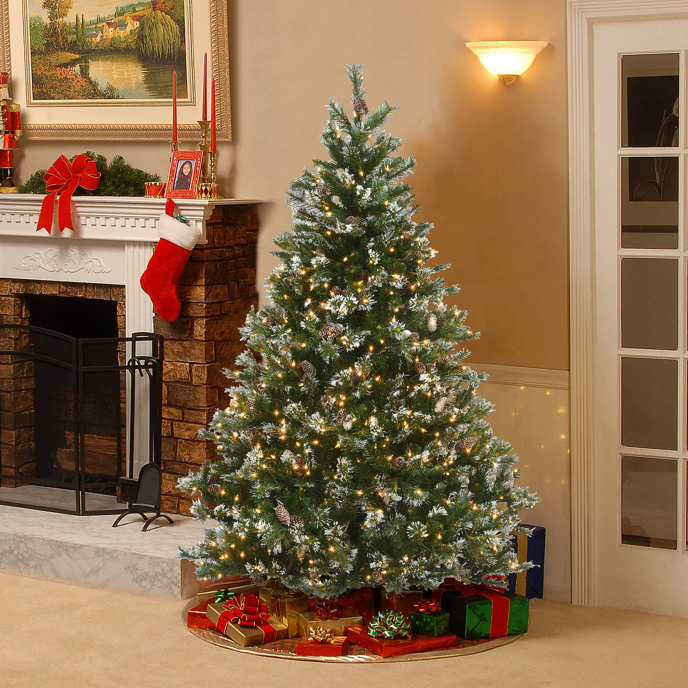 6.5 ft. Pre-Lit Glittery Pine Tree with Clear Lights - National Tree Company