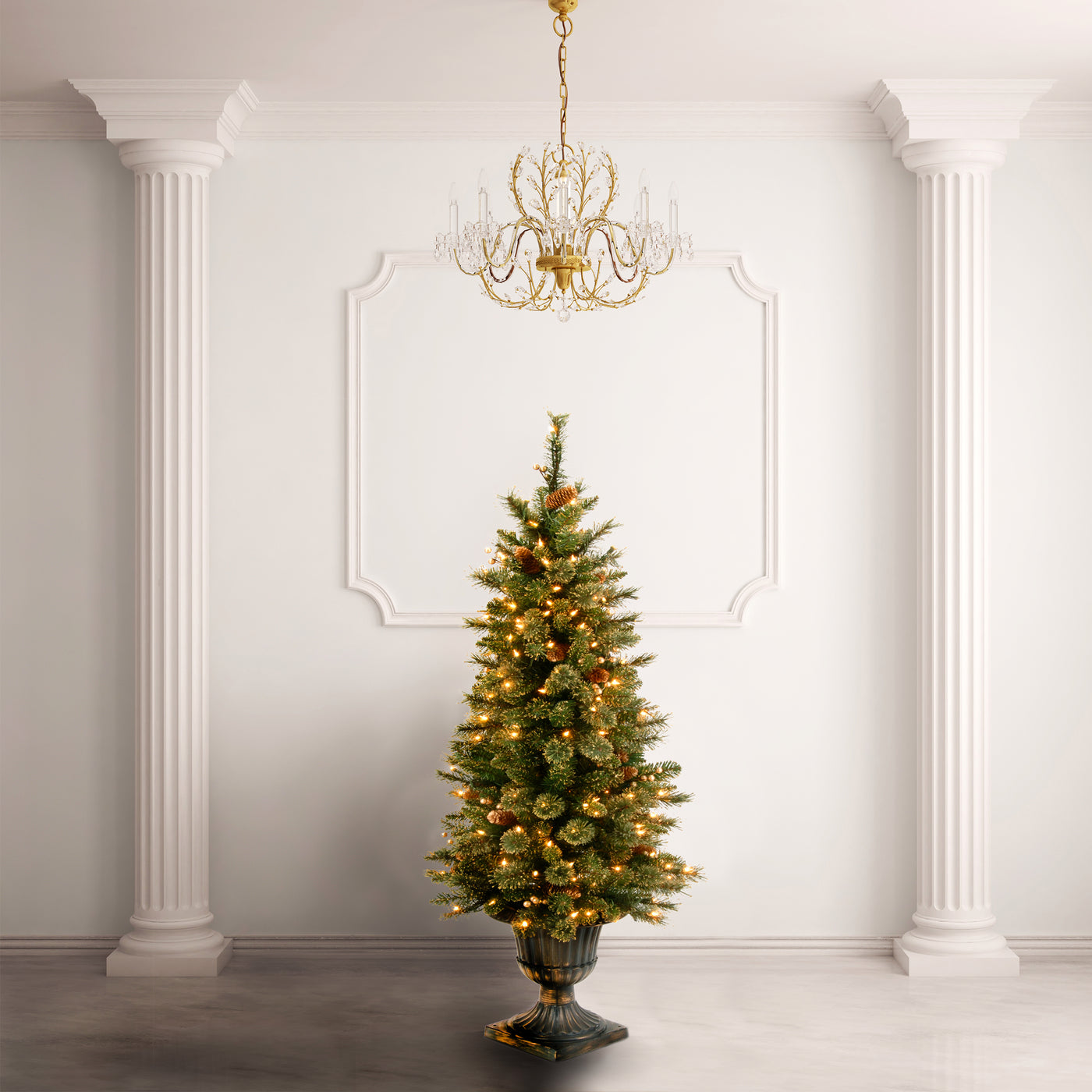 4 ft. Pre-Lit Glittery Gold Pine Tree with Clear Lights - National Tree Company