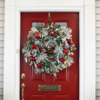 30 in. Pre-Lit General Store Frosted Wreath with LED Lights - National Tree Company