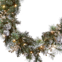 9 ft. Pre-Lit Glittery Pine Pomegranate Garland with Clear Lights - National Tree Company