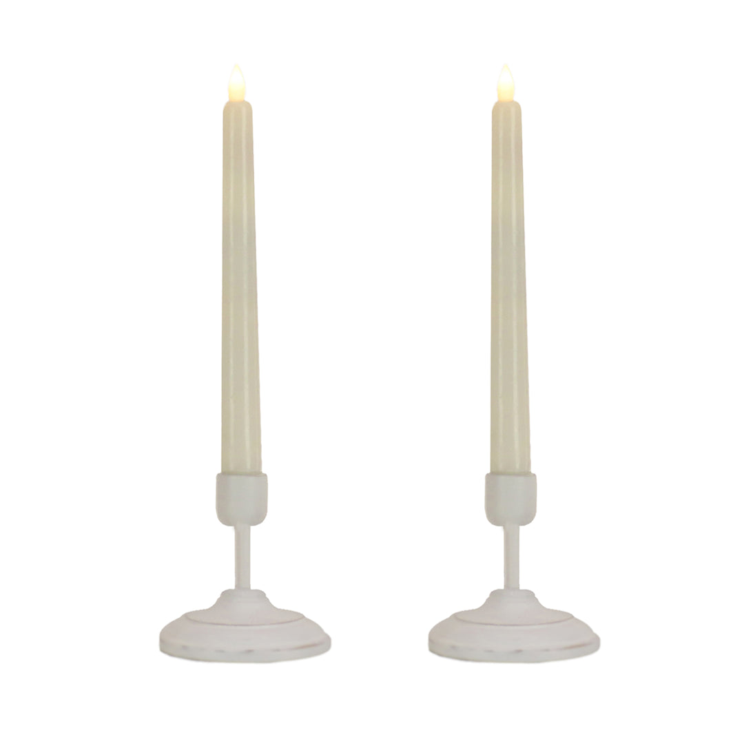 HGTV Home Collection Flameless Heritage Candle Pair, White Base