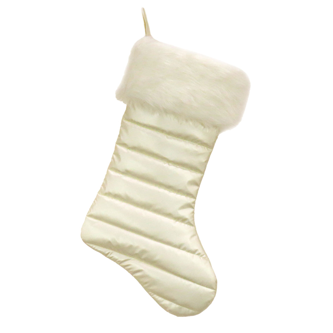20" HGTV Home Collection Puffy Coat Stocking, White