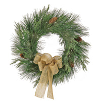 22 in. Pre-Lit HGTV Home Collection Black Tie Cedar Wreath - National Tree Company