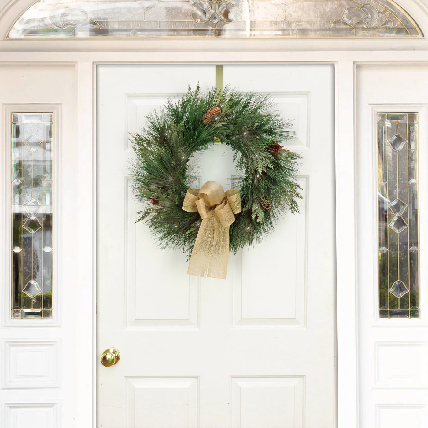 22 in. Pre-Lit HGTV Home Collection Black Tie Cedar Wreath - National Tree Company