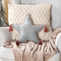 16 in. HGTV Home Collection Star Shape Pillow, Light Blue - National Tree Company