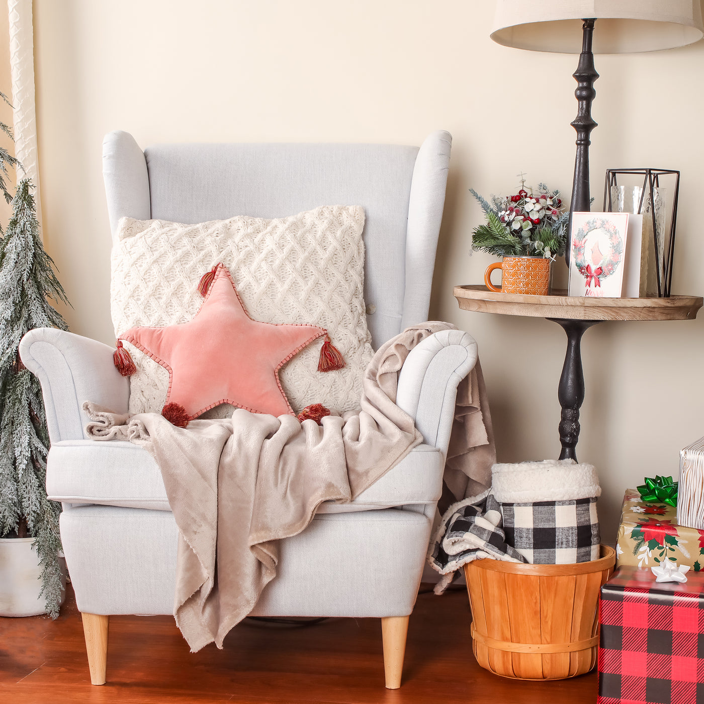 16 in. HGTV Home Collection Star Shape Pillow, Blush - National Tree Company